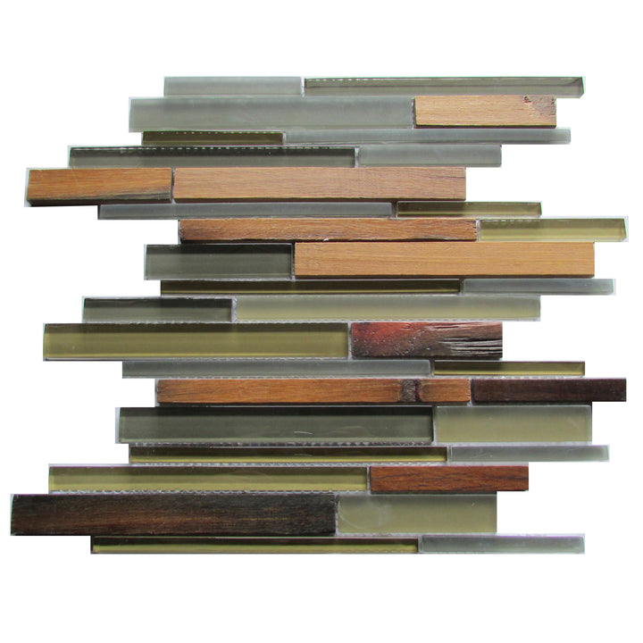 Ambergris Reed Mixed Media Random Strips 12-in x 12-in Glass Mosaic Wall Tile(1-sq. ft/ Piece)