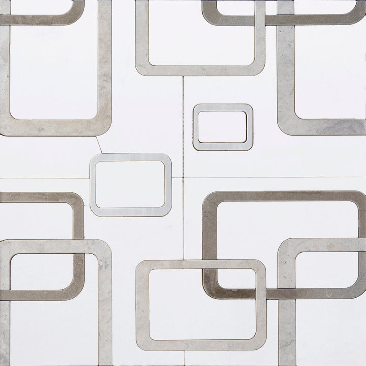 Warhol Thassos & Tunisian Gray 12-in x 11-in Waterjet Mosaic Floor and Wall Tile(0.92-sq. ft/ Piece)