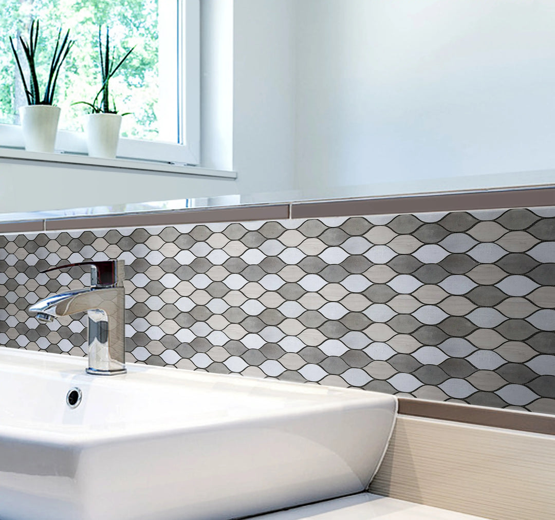Soft Harmony Feathers 11-1/2-in x 12-in Mixed Marble Mosaic Wall Tile(0.96-sq. ft/ Piece)