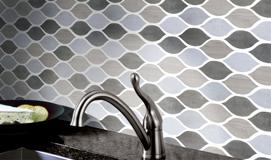 Soft Harmony Feathers 11-1/2-in x 12-in Mixed Marble Mosaic Wall Tile(0.96-sq. ft/ Piece)