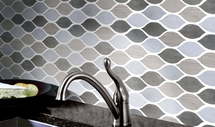Soft Harmony Feathers 11-1/2-in x 12-in Mixed Marble Mosaic Wall Tile(0.96-sq. ft/ Piece)