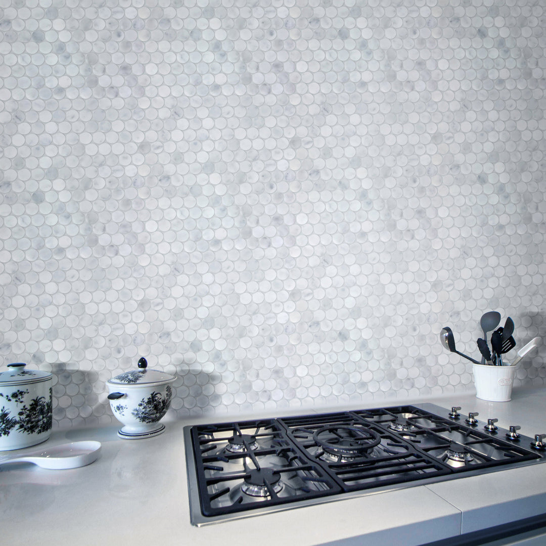 1-in Carrara Honeycomb 12-in x 12-in Polished Marble Mosaic Floor and Wall Tile(1-sq. ft/ Piece)