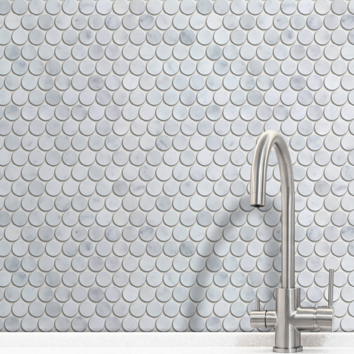 Carrara Honeycomb Polished Marble Mosaic Floor and Wall Tile - Sample (Product Shown is Full Size)