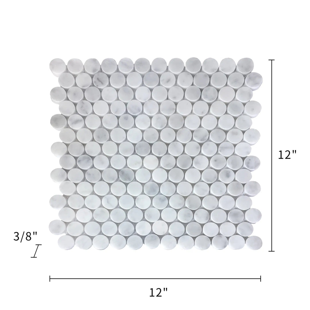 1-in Carrara Honeycomb 12-in x 12-in Polished Marble Mosaic Floor and Wall Tile(1-sq. ft/ Piece)