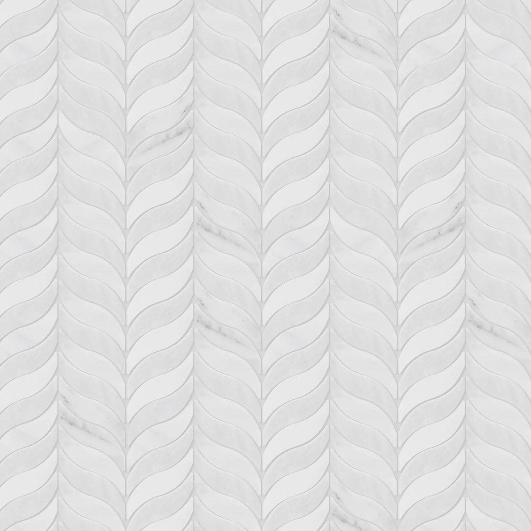 Oriental White Synergy Weave Polished Marble Mosaic Wall Tile - Sample (Product Shown is Full Size)