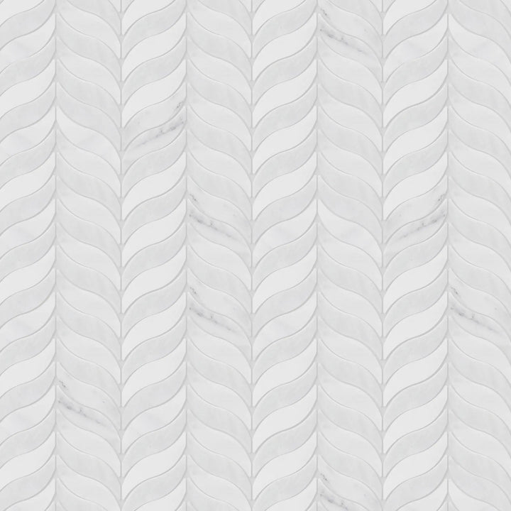 Oriental White Synergy Weave Polished Marble Mosaic Wall Tile - Sample (Product Shown is Full Size)