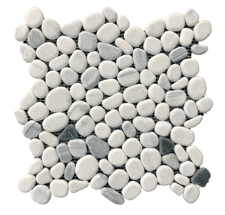 Chinese Zebra Flat Pebble 12-in x 12-in Marble Mosaic Floor Tile(1-sq. ft/ Piece)