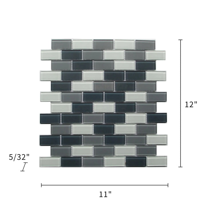 White & Grays 12-in x 11-in Glass Mosaic Wall Tile(0.92-sq. ft/ Piece)