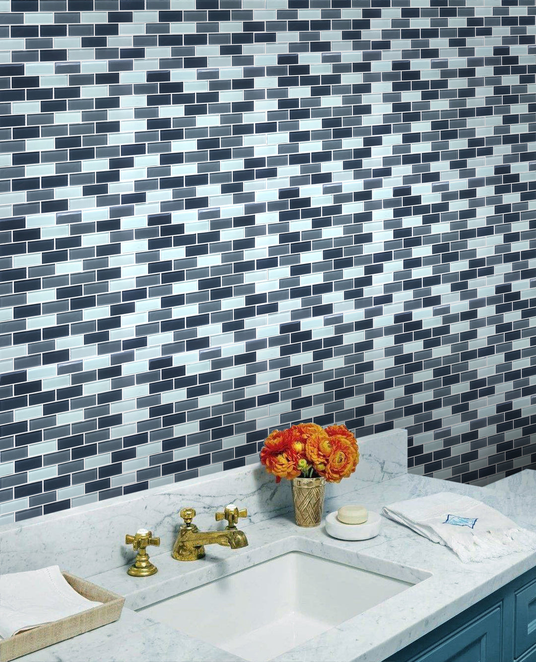 White & Grays 12-in x 11-in Glass Mosaic Wall Tile(0.92-sq. ft/ Piece)
