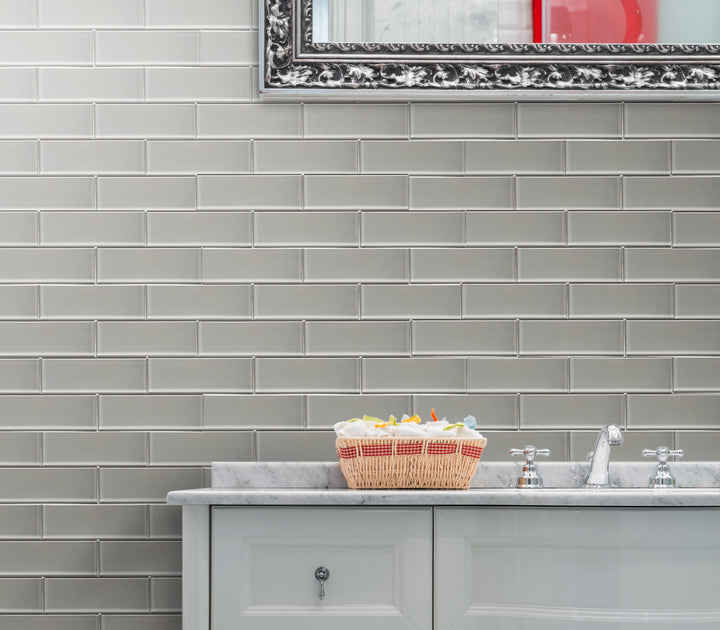 Ice Gray 4-in x 12-in Glass Tile(0.33-sq. ft/ Piece)