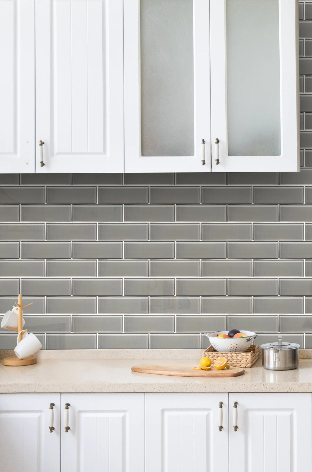 Ice Gray 4-in x 12-in Glass Tile(0.33-sq. ft/ Piece)