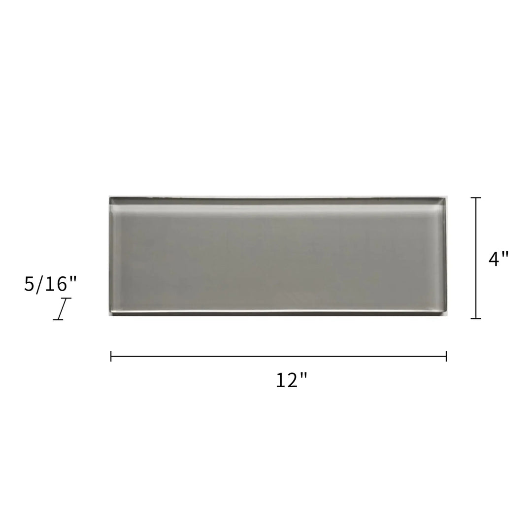 Ice Gray 4-in x 12-in Glass Tile(0.33-sq. ft/ Piece)