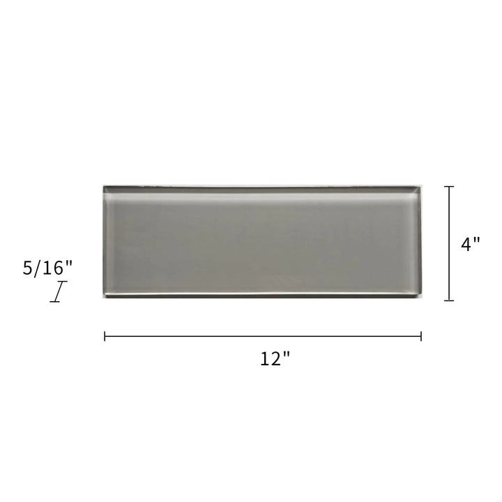 Ice Gray 4-in x 12-in Glass Tile(0.33-sq. ft/ Piece)