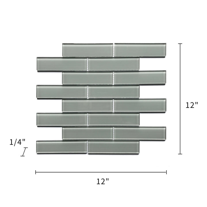 Space Gray 12-in x 12-in Linen Glass Wall Tile(1-sq. ft/ Piece)