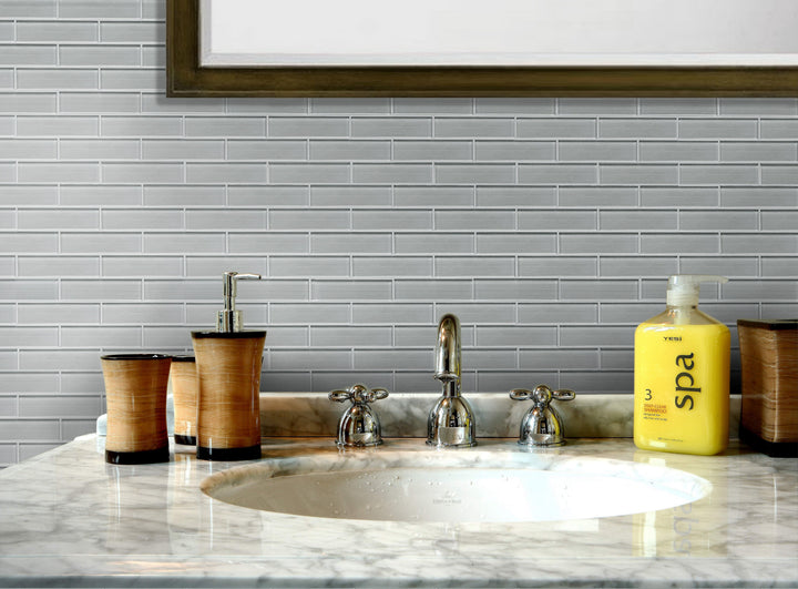 Space Linen Gray 3-in x 12-in Glass Wall Tile(0.25-sq. ft/ Piece)