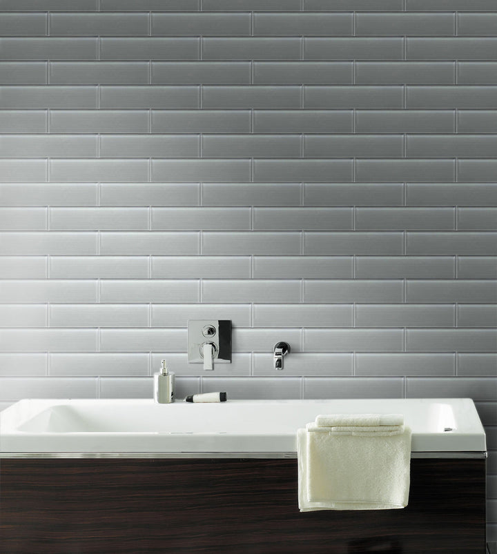 Space Linen Gray 3-in x 12-in Glass Wall Tile(0.25-sq. ft/ Piece)