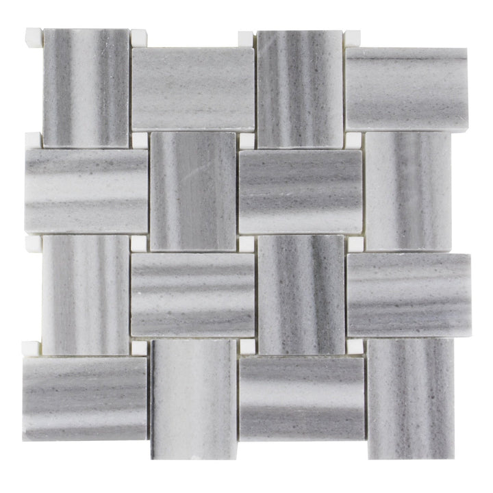 Zebra Basketweave 11-in x 11-in Polished Marble Mosaic Floor and Wall Tile(0.84-sq. ft/ Piece)