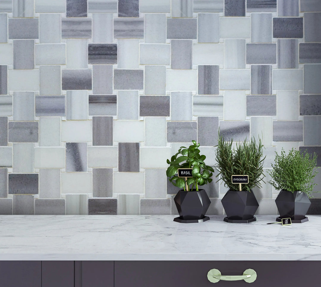 Zebra Basketweave 11-in x 11-in Polished Marble Mosaic Floor and Wall Tile(0.84-sq. ft/ Piece)