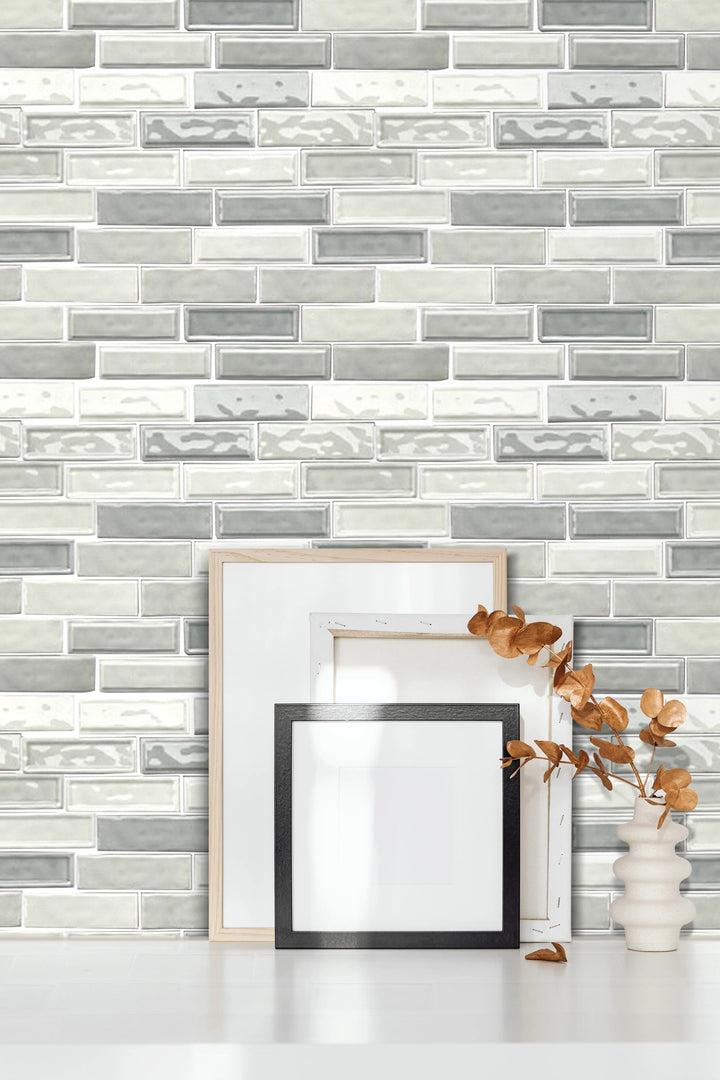 Linear Two Toned 12-in x 12-in Ceramic Mosaic Wall Tile(1-sq. ft/ Piece)