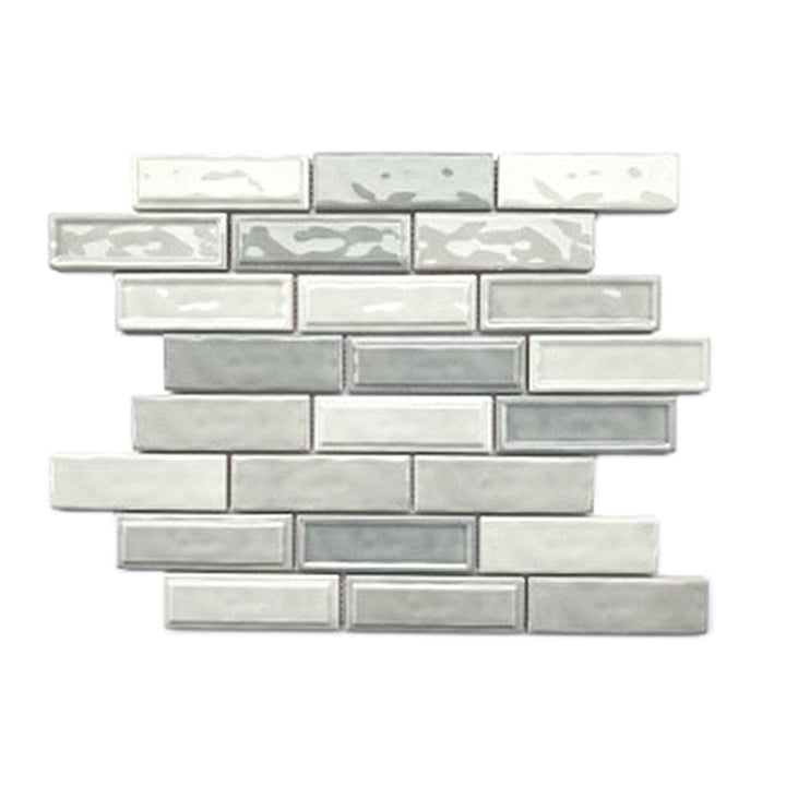 Linear Two Toned 12-in x 12-in Ceramic Mosaic Wall Tile(1-sq. ft/ Piece)