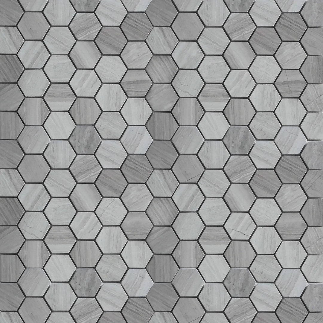 2-in Wooden White Hexagon 12-in x 12-in Honed Marble Mosaic Wall Tile(1-sq. ft/ Piece)