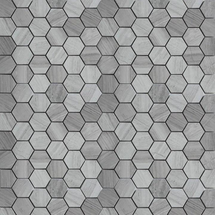 2-in Wooden White Hexagon 12-in x 12-in Honed Marble Mosaic Wall Tile(1-sq. ft/ Piece)