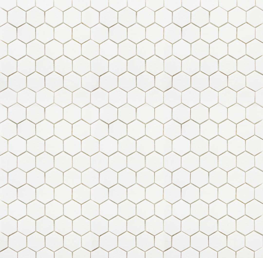 2-in Thassos White Hexagon 12-in x 12-in Polished Marble Mosaic Floor and Wall Tile(1-sq. ft/ Piece)