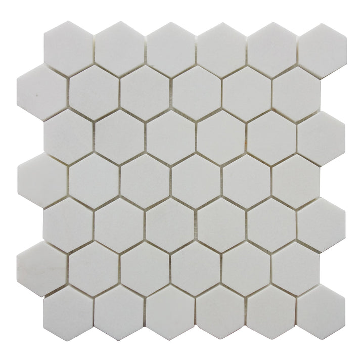 2-in Thassos White Hexagon 12-in x 12-in Polished Marble Mosaic Floor and Wall Tile(1-sq. ft/ Piece)