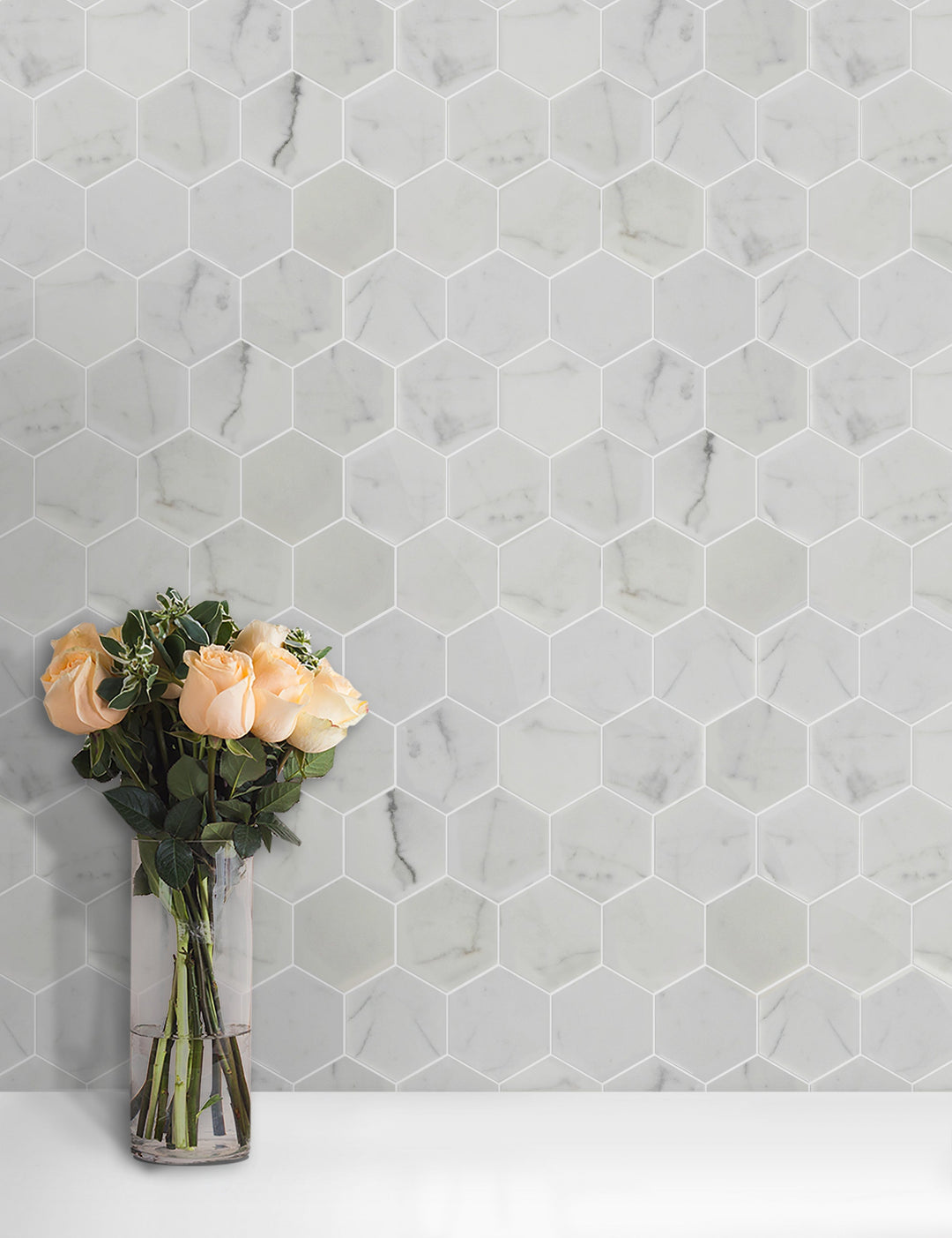 3-in Calacatta Hexagon 12-in x 10-in Polished Marble Mosaic Floor and Wall Tile(0.83-sq. ft/ Piece)
