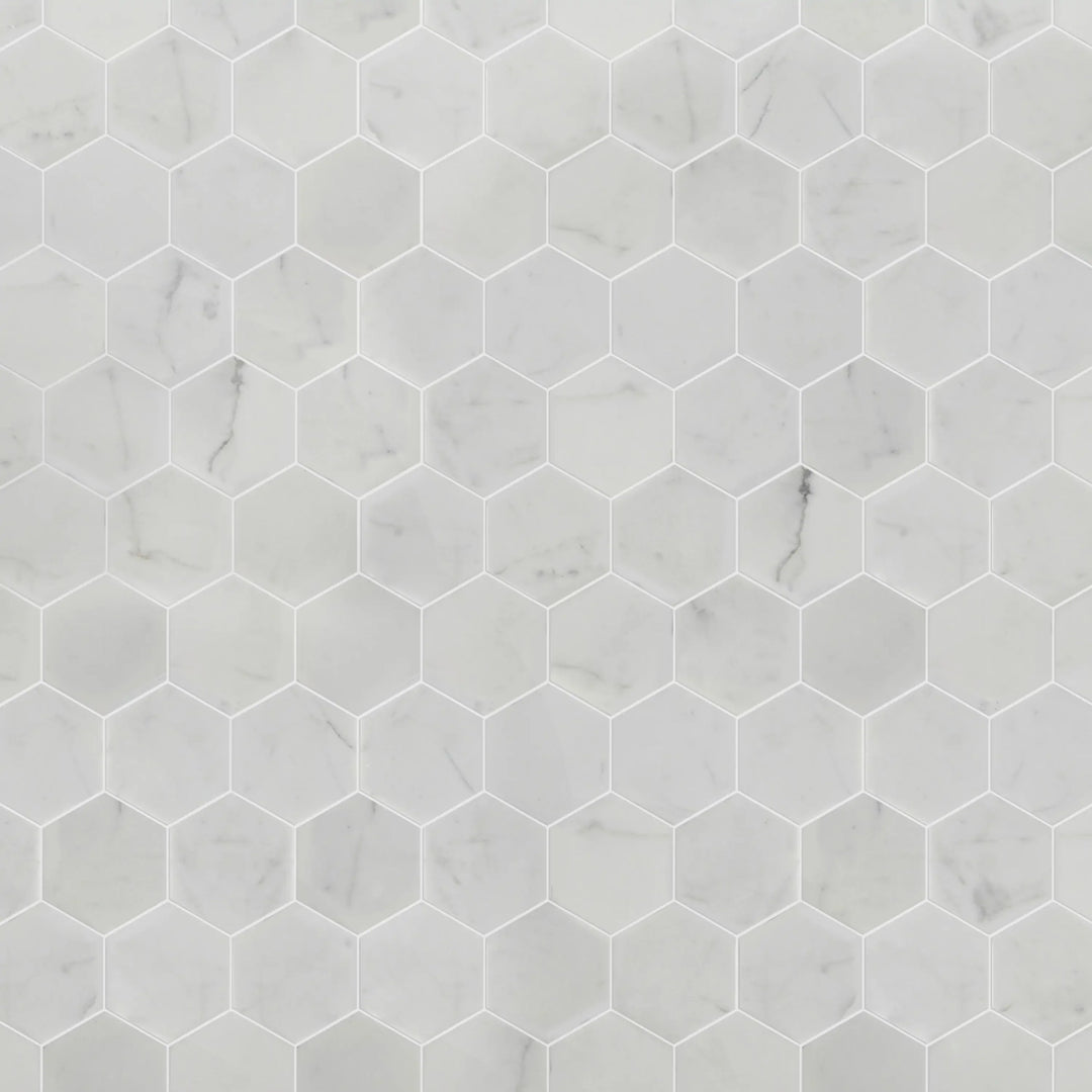 3-in Calacatta Hexagon 12-in x 10-in Polished Marble Mosaic Floor and Wall Tile(0.83-sq. ft/ Piece)
