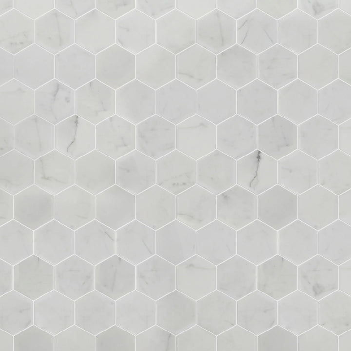 3-in Calacatta Hexagon 12-in x 10-in Polished Marble Mosaic Floor and Wall Tile(0.83-sq. ft/ Piece)