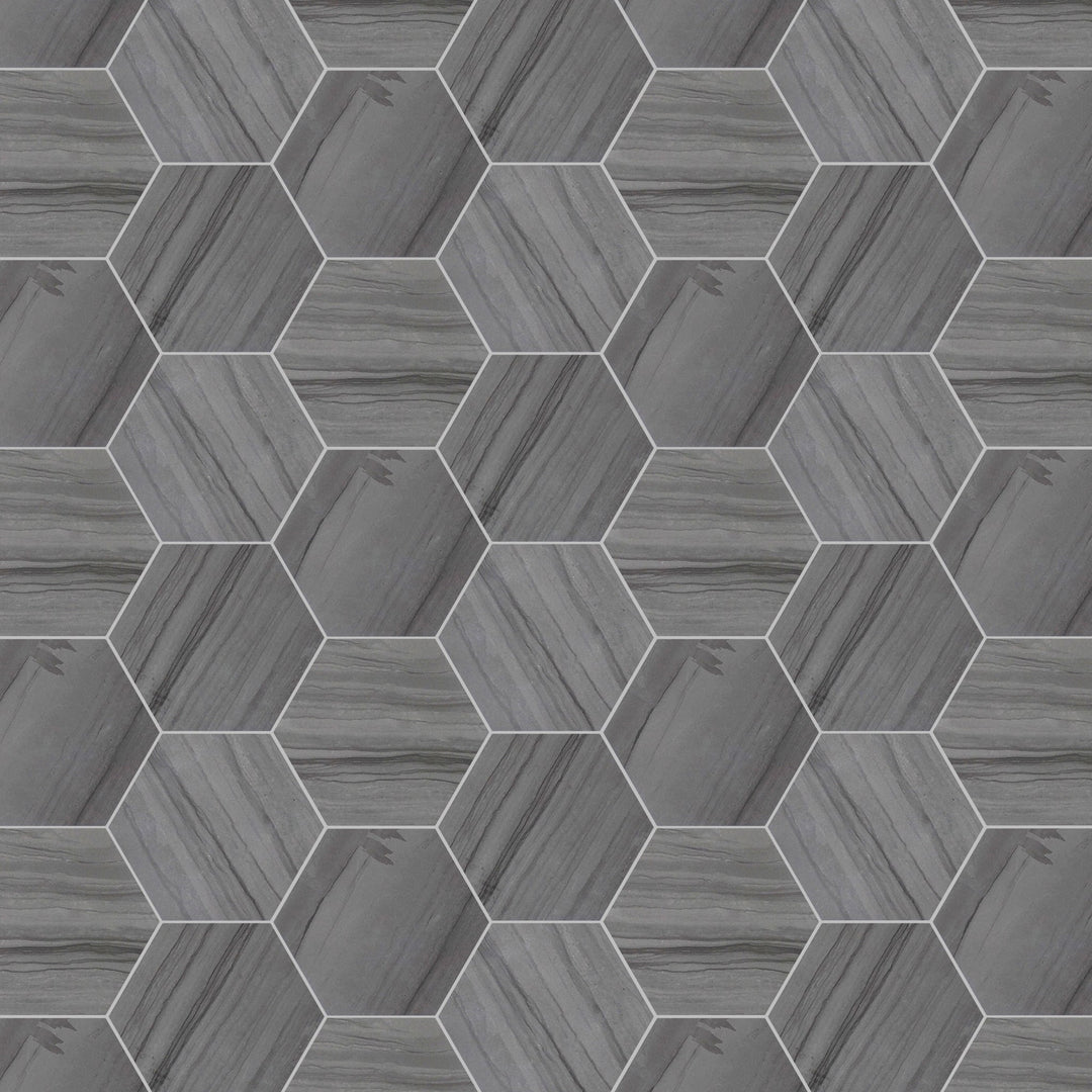 6-in Athens Gray Hexagon 12-in x 10-in Honed Mosaic Floor and Wall Tile(0.83-sq. ft/ Piece)