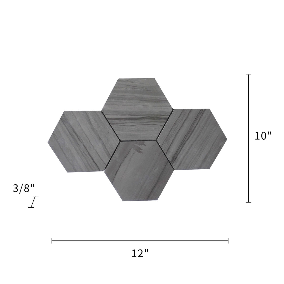 6-in Athens Gray Hexagon 12-in x 10-in Honed Mosaic Floor and Wall Tile(0.83-sq. ft/ Piece)