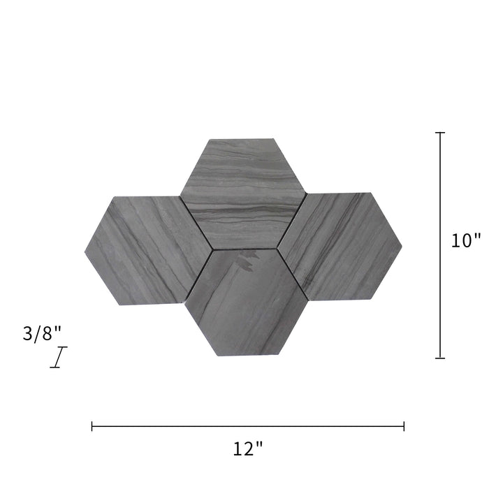 6-in Athens Gray Hexagon 12-in x 10-in Honed Mosaic Floor and Wall Tile(0.83-sq. ft/ Piece)