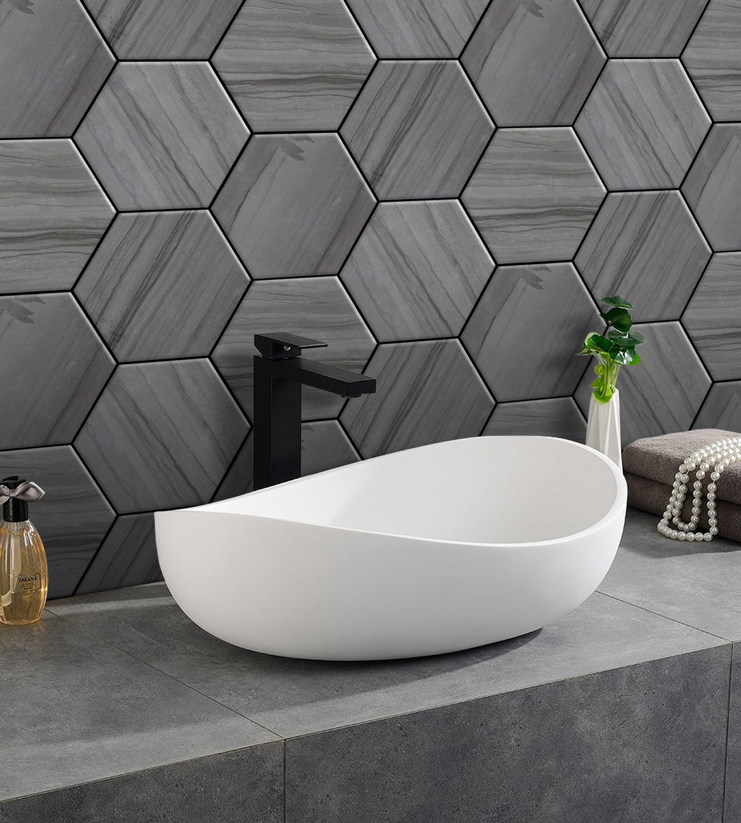 6-in Athens Gray Hexagon 12-in x 10-in Honed Mosaic Floor and Wall Tile(0.83-sq. ft/ Piece)