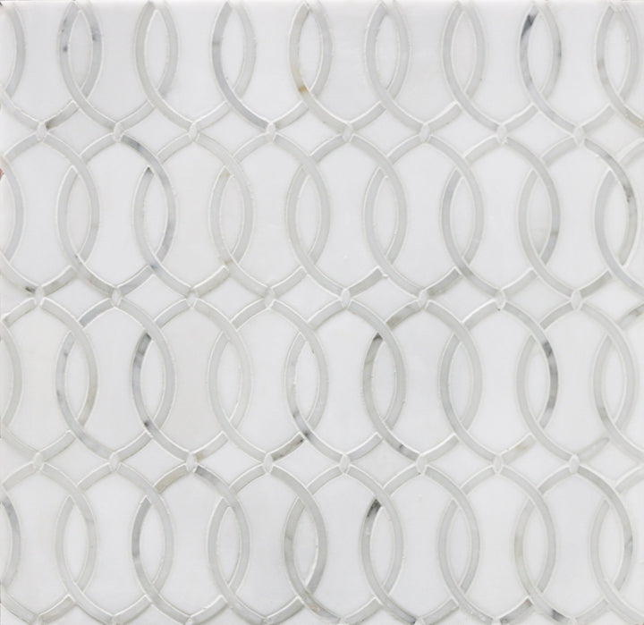 Thassos with Carrara White Waterjet Mosaic Floor and Wall Tile - Sample (Product Shown is Full Size)