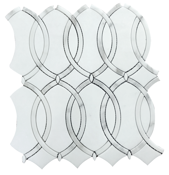 Thassos with Carrara White 12-1/2-in x 11-in Waterjet Mosaic Floor and Wall Tile(0.95-sq. ft/ Piece)