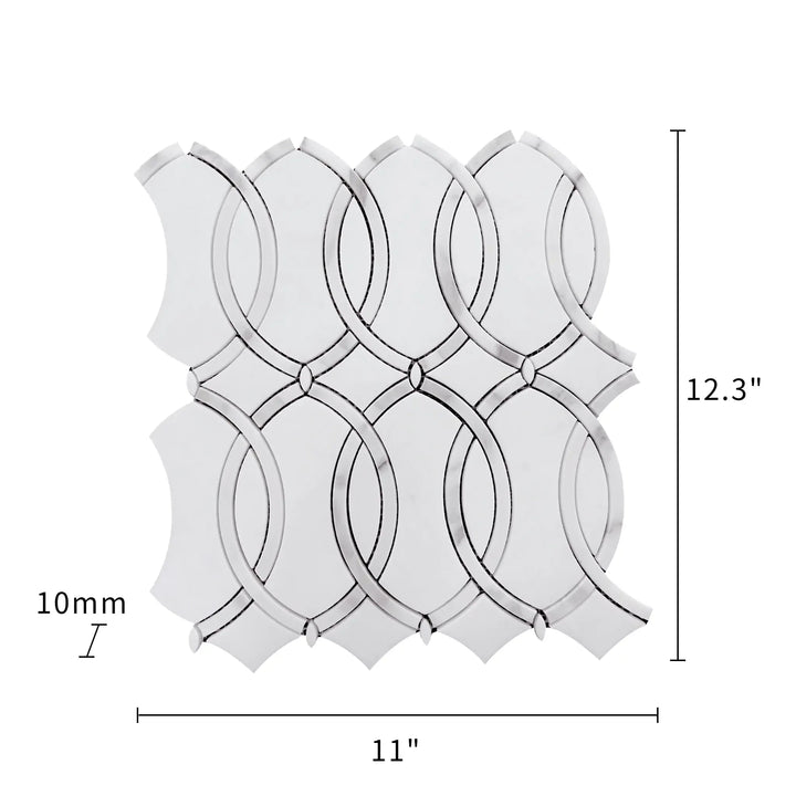 Thassos with Carrara White 12-1/2-in x 11-in Waterjet Mosaic Floor and Wall Tile(0.95-sq. ft/ Piece)