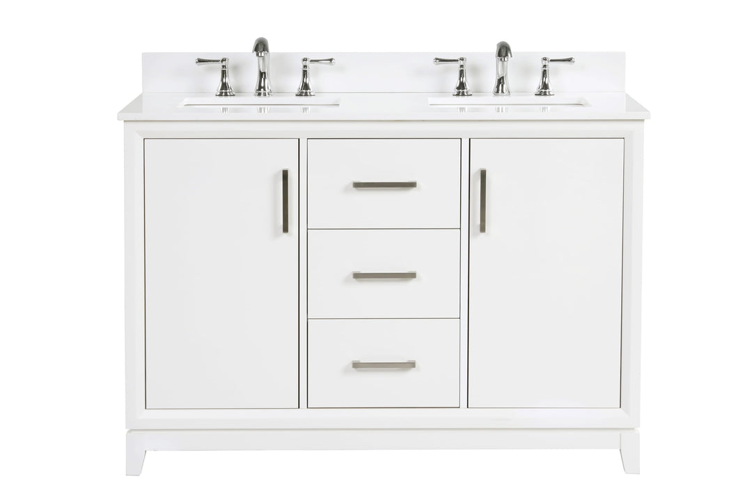 Luton 48" double Vanity With Crystal White Engineered Stone Top