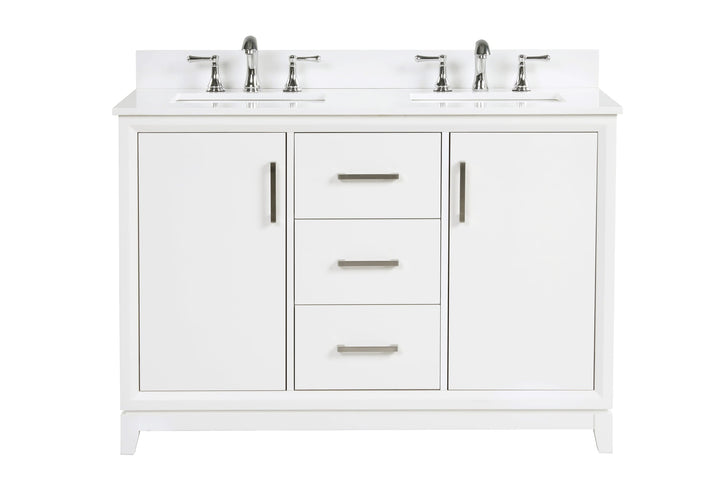 Luton 48" double Vanity With Crystal White Engineered Stone Top