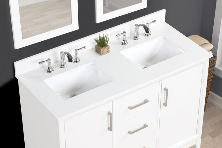 Luton 48" double Vanity With Crystal White Engineered Stone Top