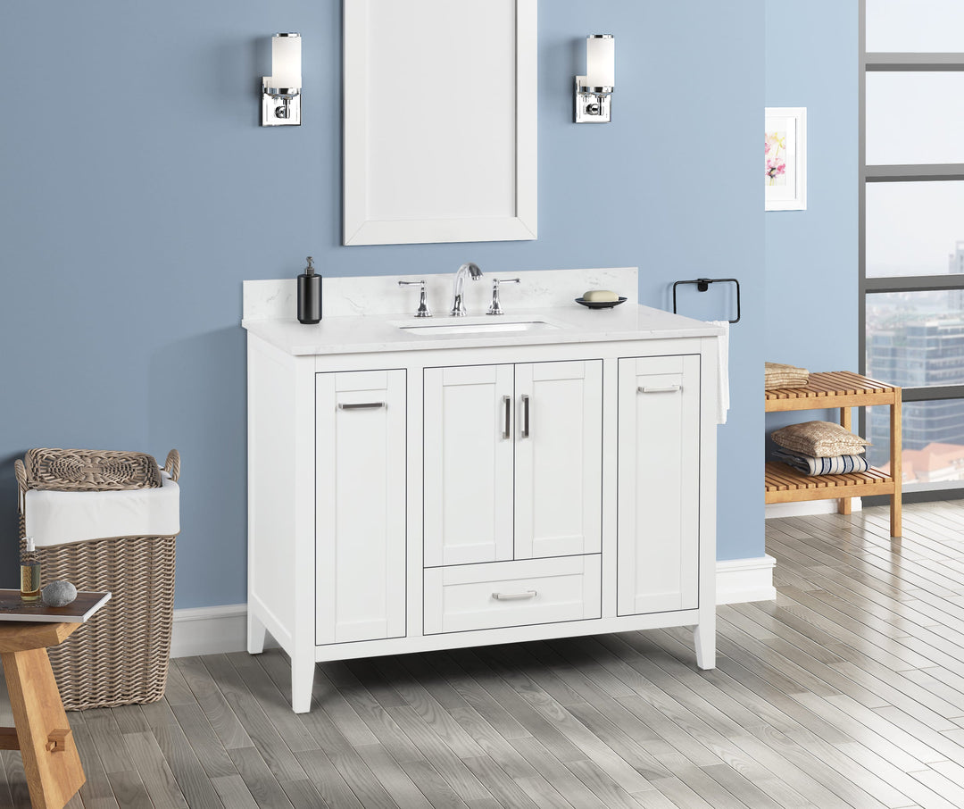 Milford 42" Single Vanity With Carrara Engineered Stone Top