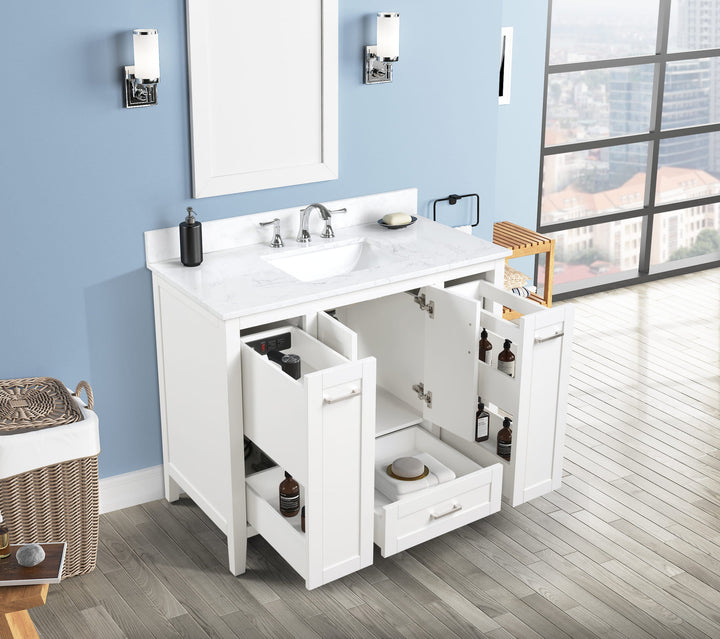 Milford 42" Single Vanity With Carrara Engineered Stone Top