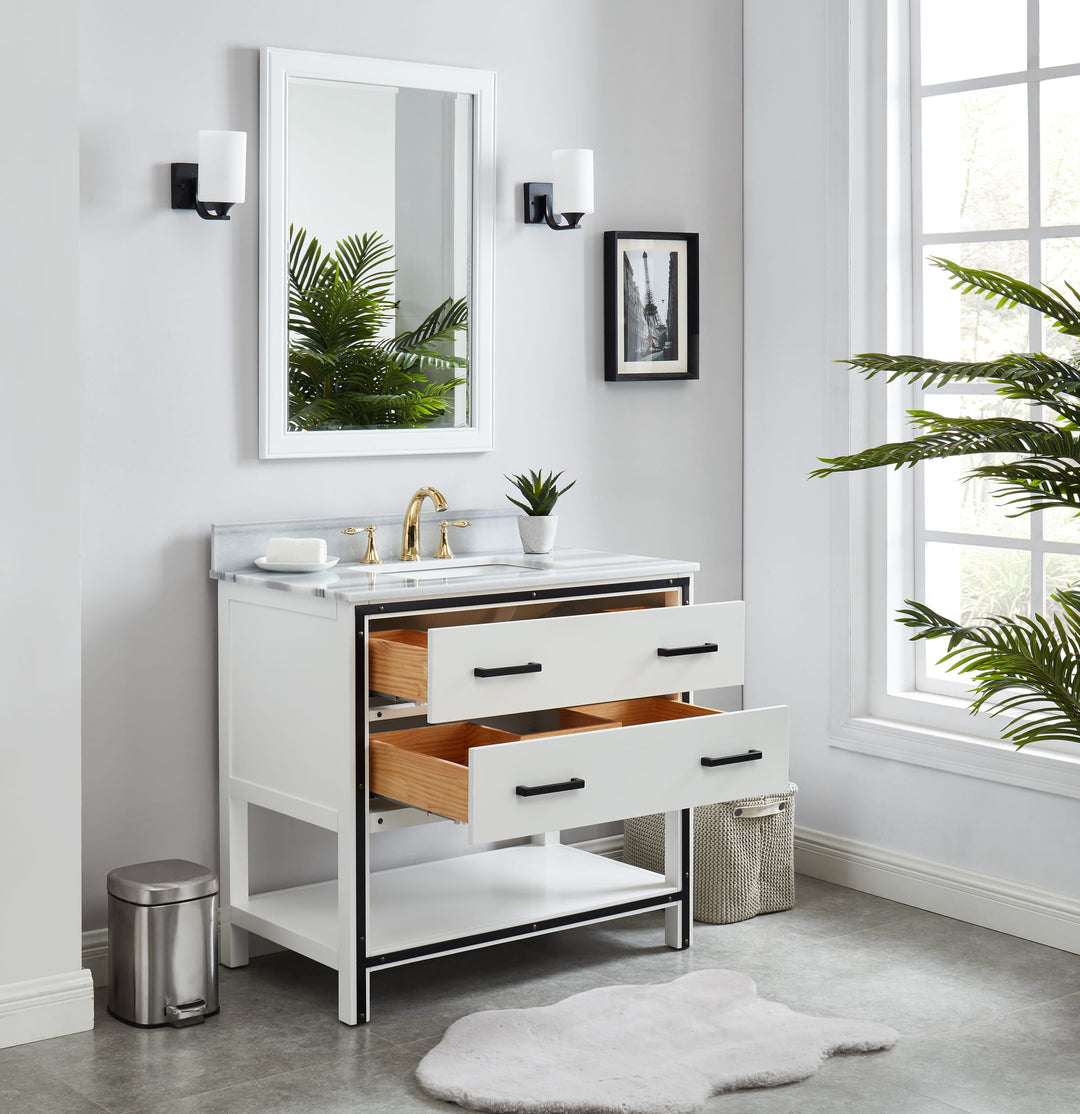 Hendrick 36" Soft White Vanity With Marmara Marble Top