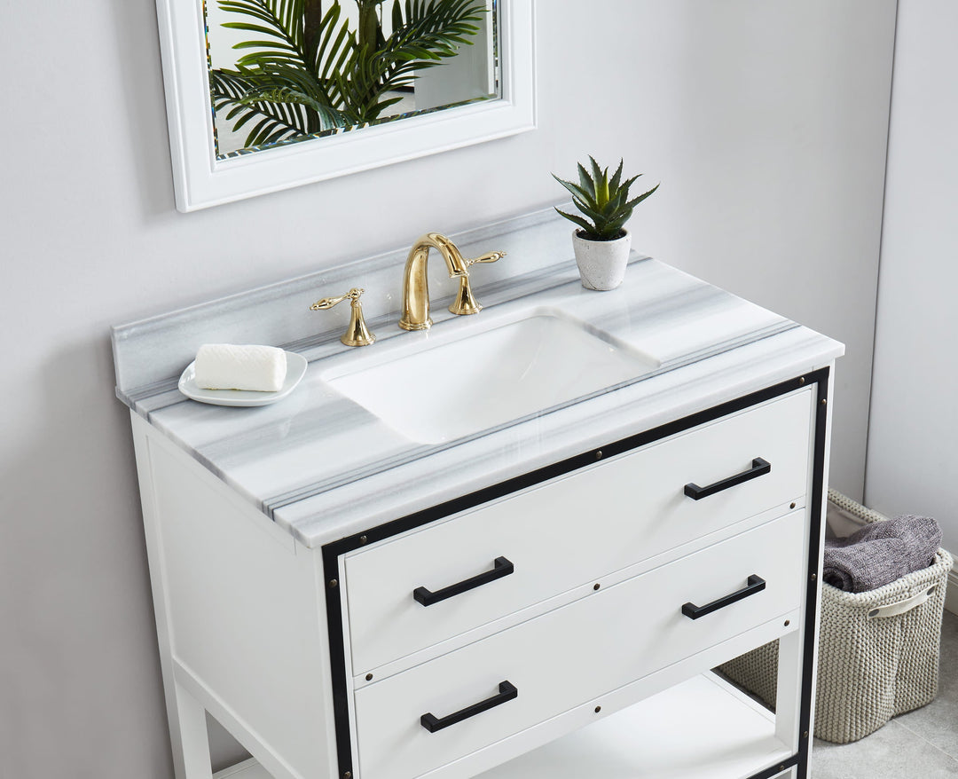 Hendrick 36" Soft White Vanity With Marmara Marble Top