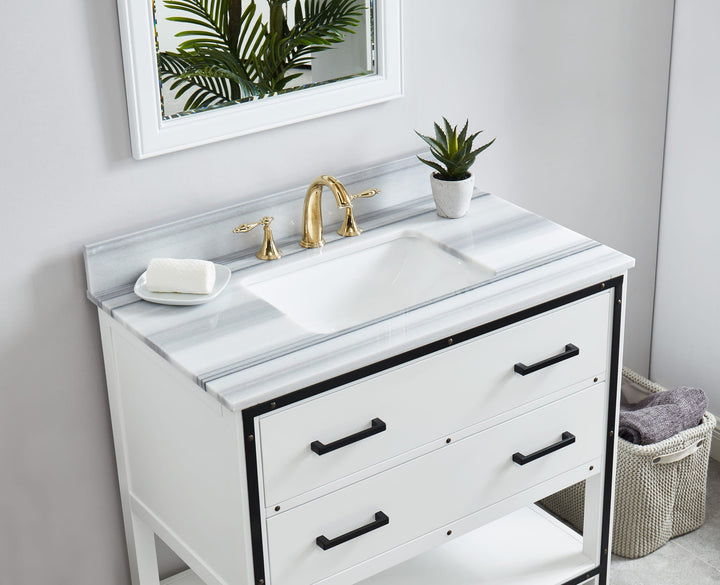 Hendrick 36" Soft White Vanity With Marmara Marble Top
