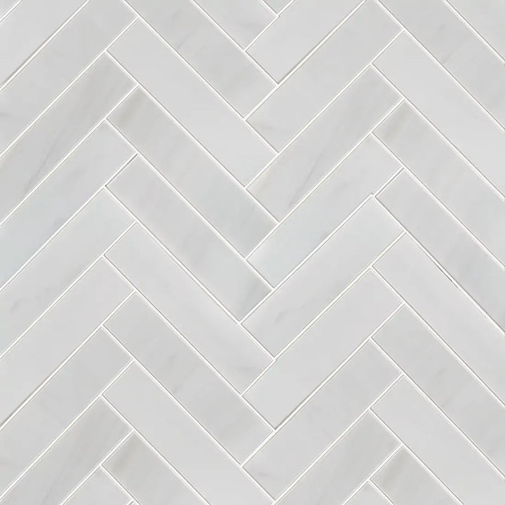 Sample display board of Calacatta Herringbone Polished Marble Mosaic Tile – polished marble for showroom and presentation