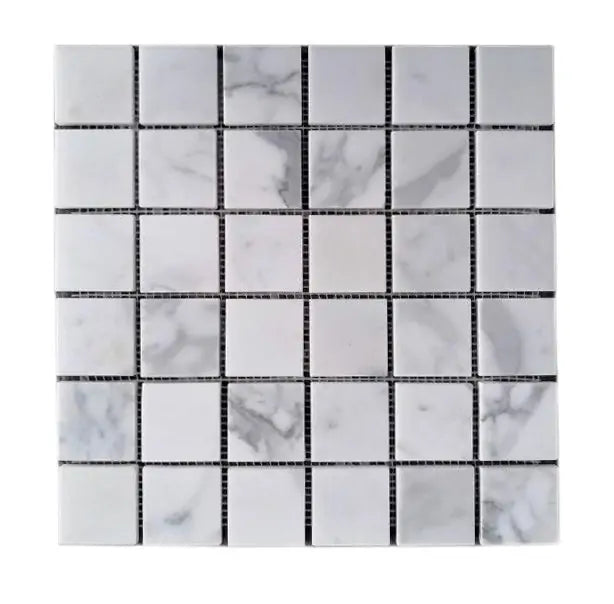 Single Calacatta Polished Marble Mosaic Tile – 12x12 inch polished marble tile with natural veining