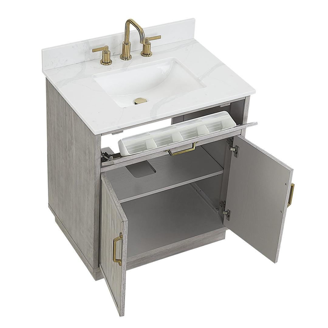 Denton 30" Single Vanity With Calacatta Quartz Top
