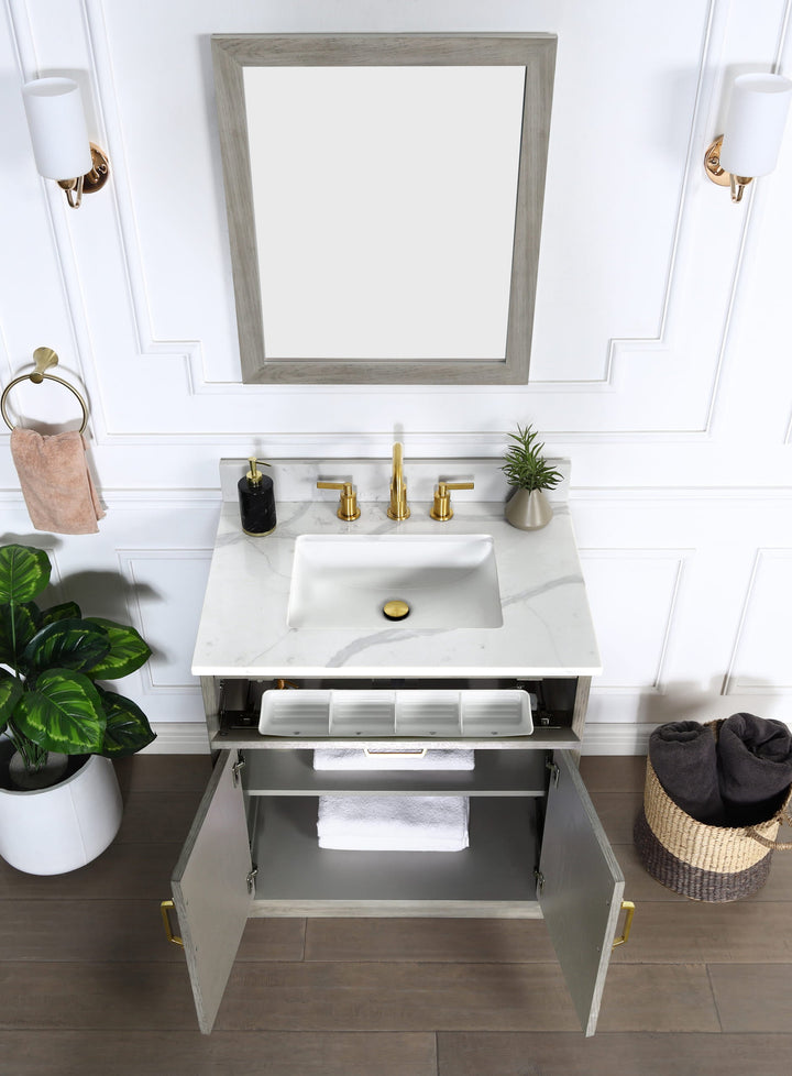 Denton 30" Single Vanity With Calacatta Quartz Top